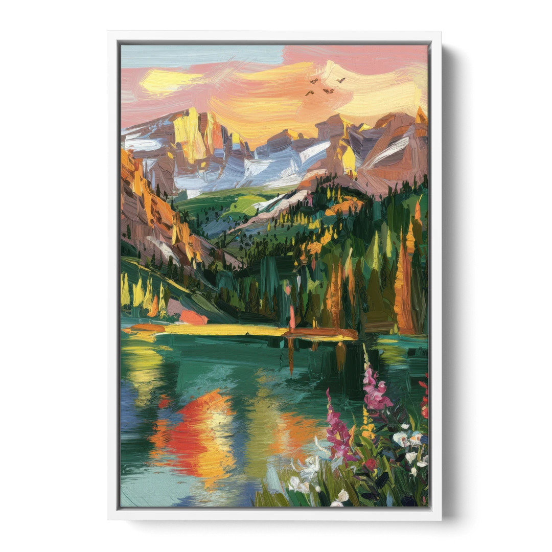 Colorado Springs Rocky Mountain Beauty - White Framed Canvas Wall Art - Front
