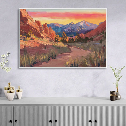 Colorado Springs Scenic Trails Living Room - White Canvas Wall Art