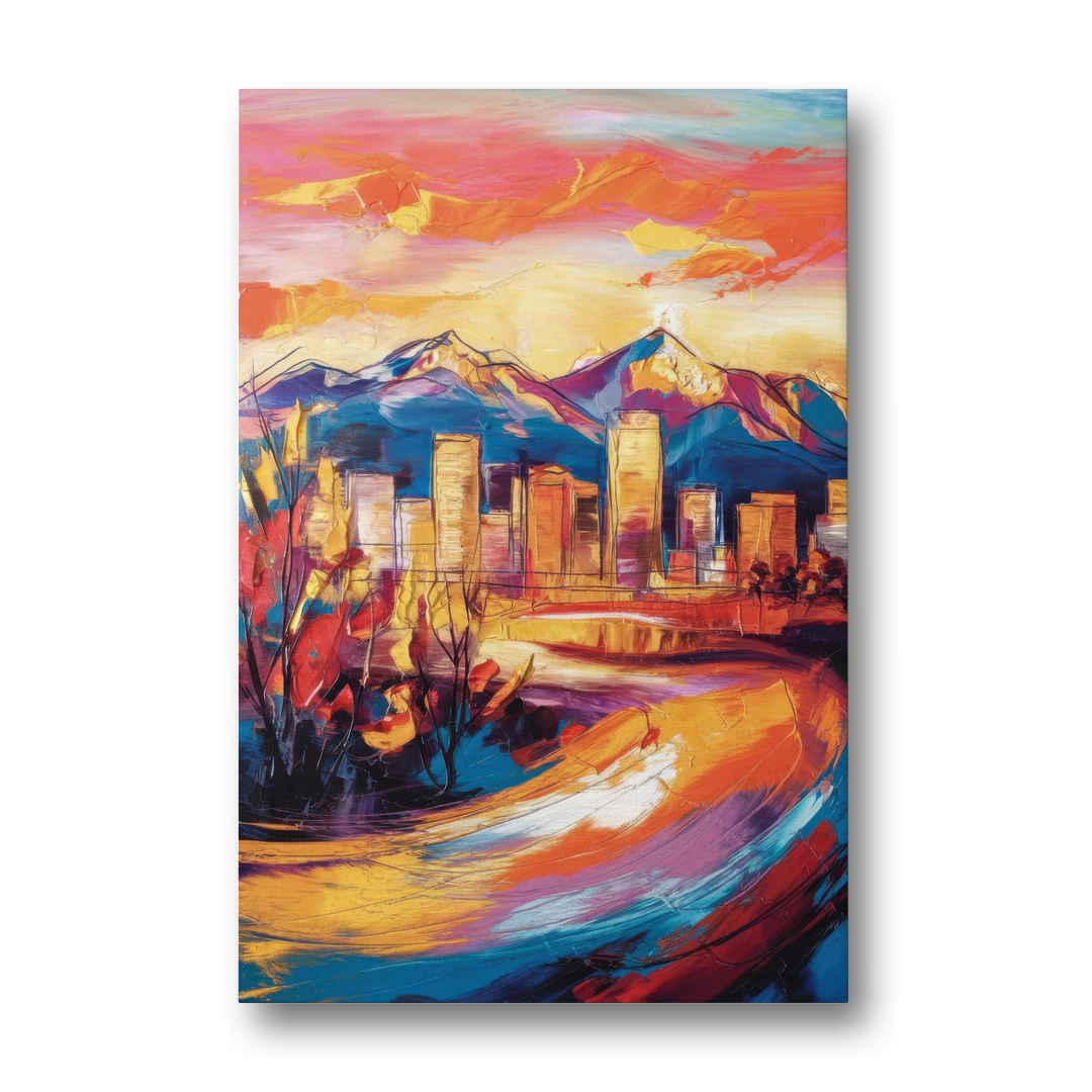 Colorado Springs Skyline Sunset - Canvas Wall Art - Front