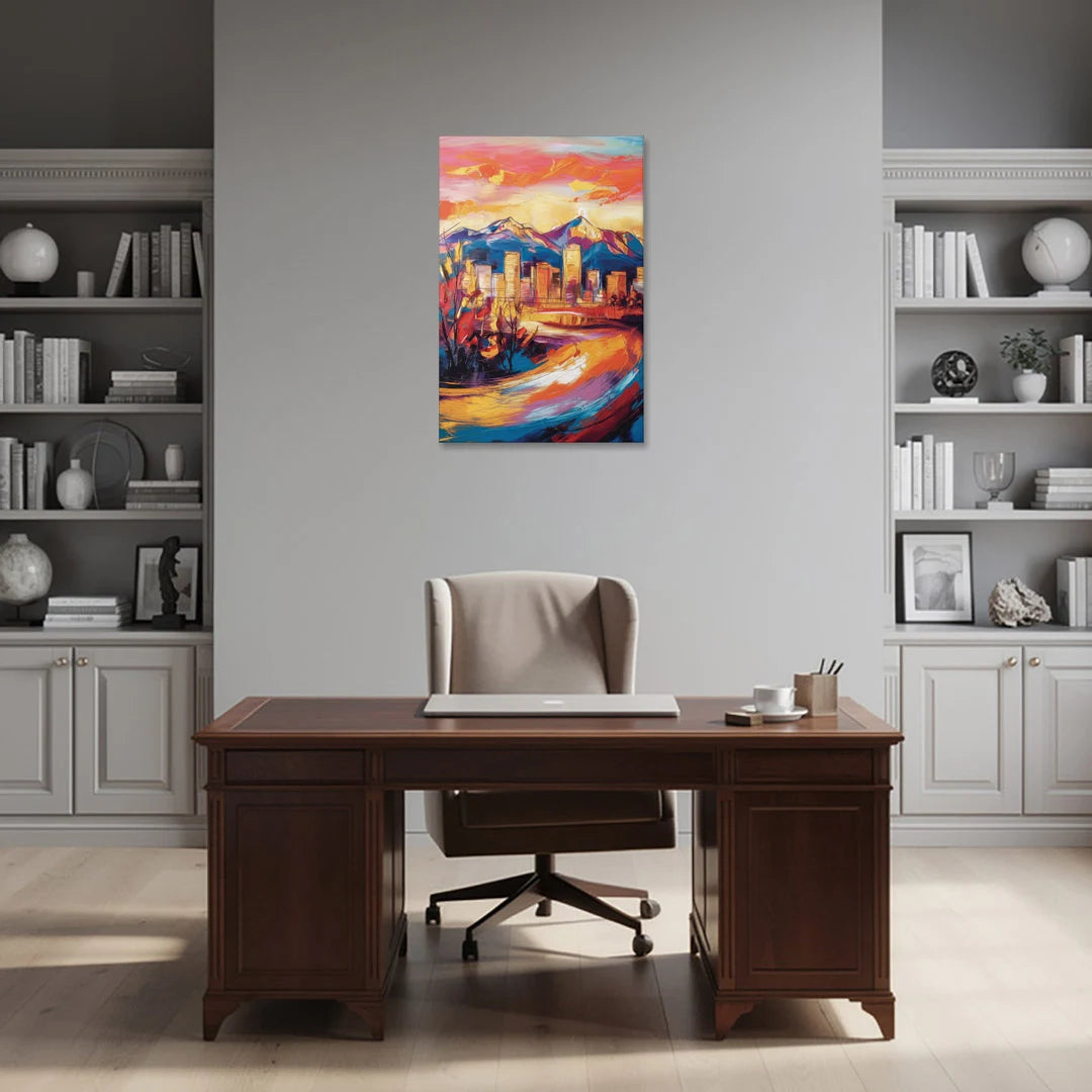 Colorado Springs Skyline Sunset - Canvas Wall Art - Office - 24x36