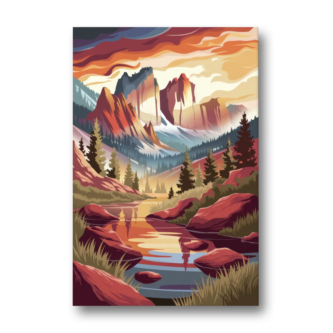 Colorado Springs Sunrise Over Peaks - Canvas Wall Art - Front