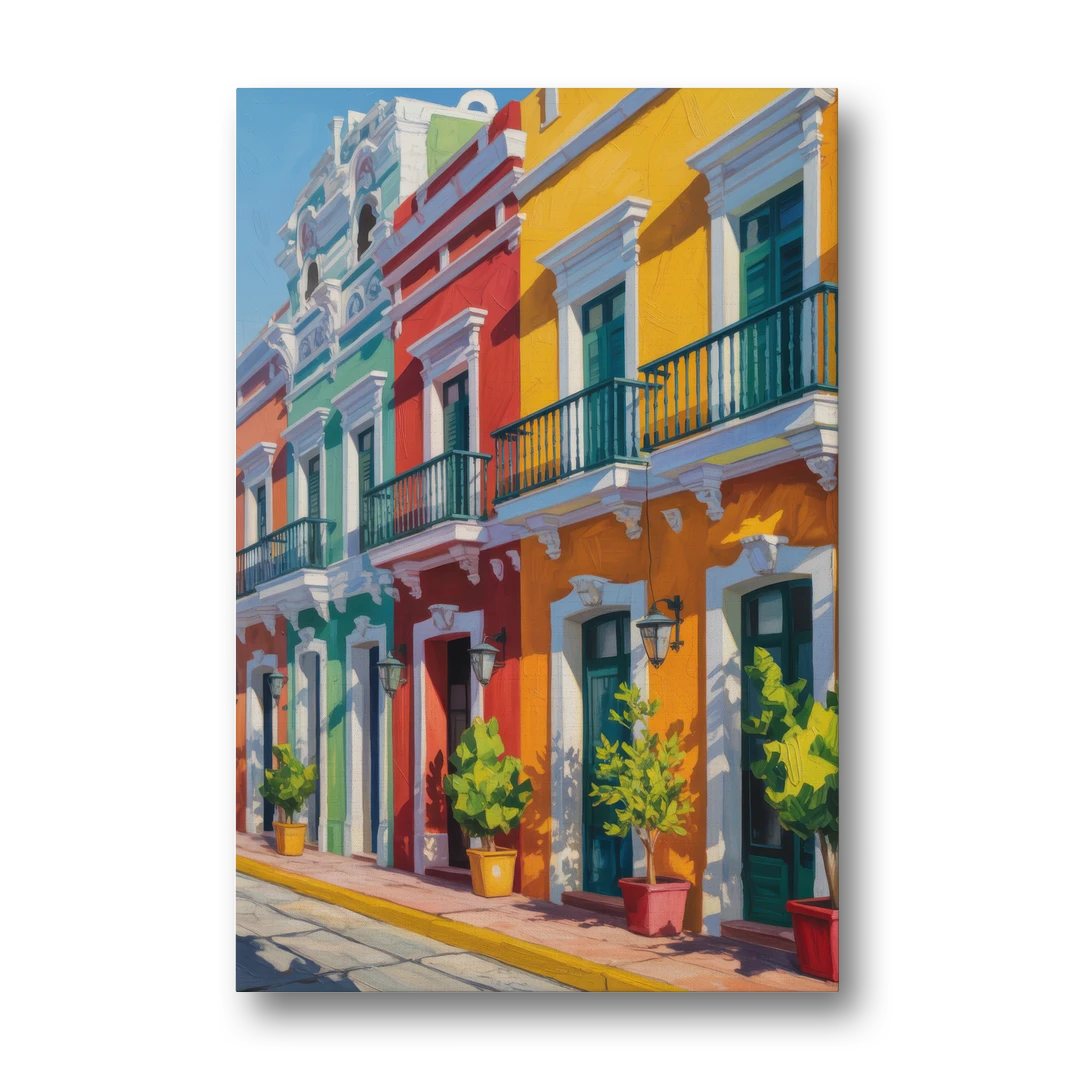 Colorful Centro Facades - Canvas Wall Art - Front