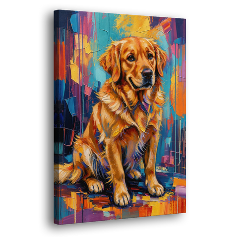 Colorful Golden Retriever Portrait - Canvas Wall Art