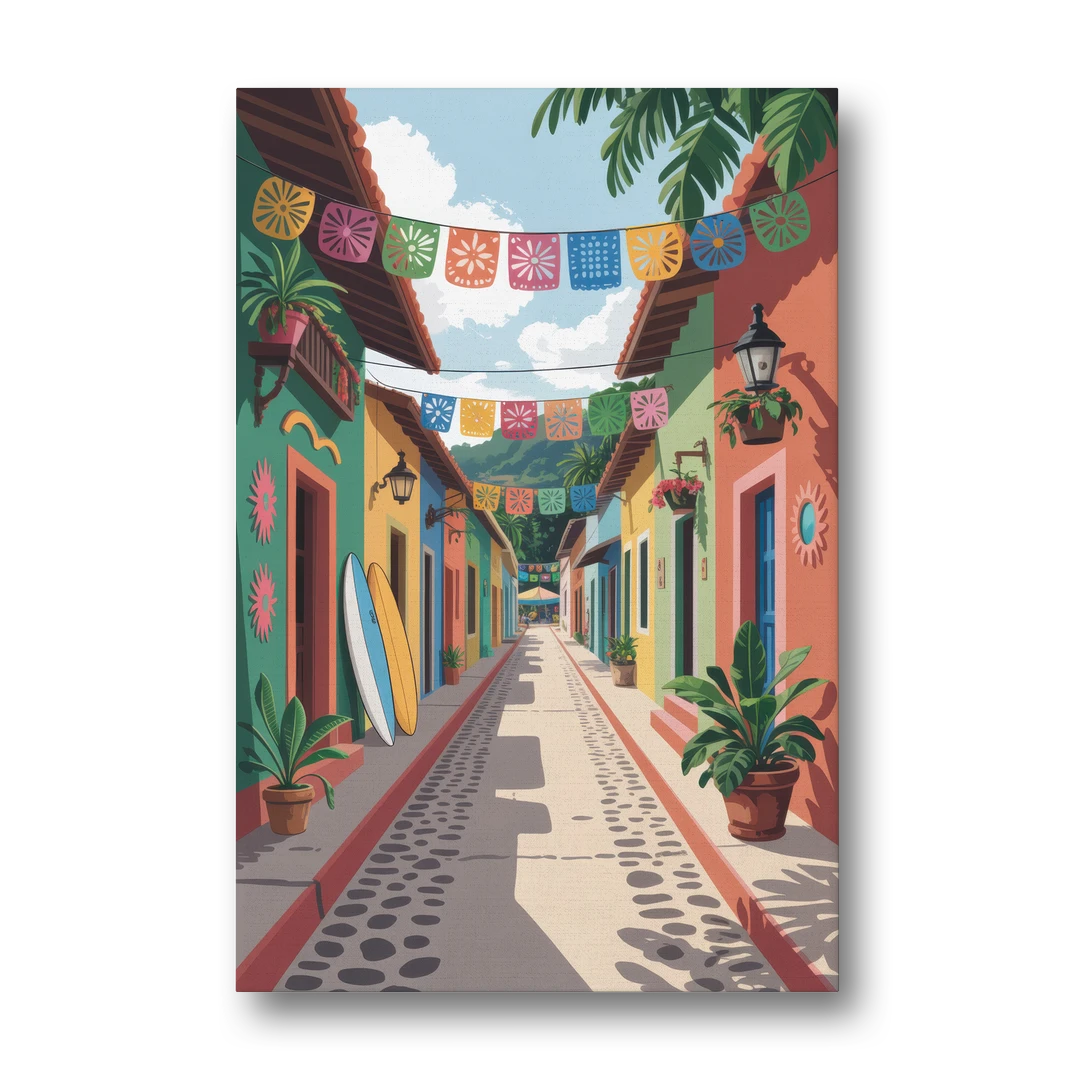Colorful Sayulita Streets - Canvas Wall Art - Front