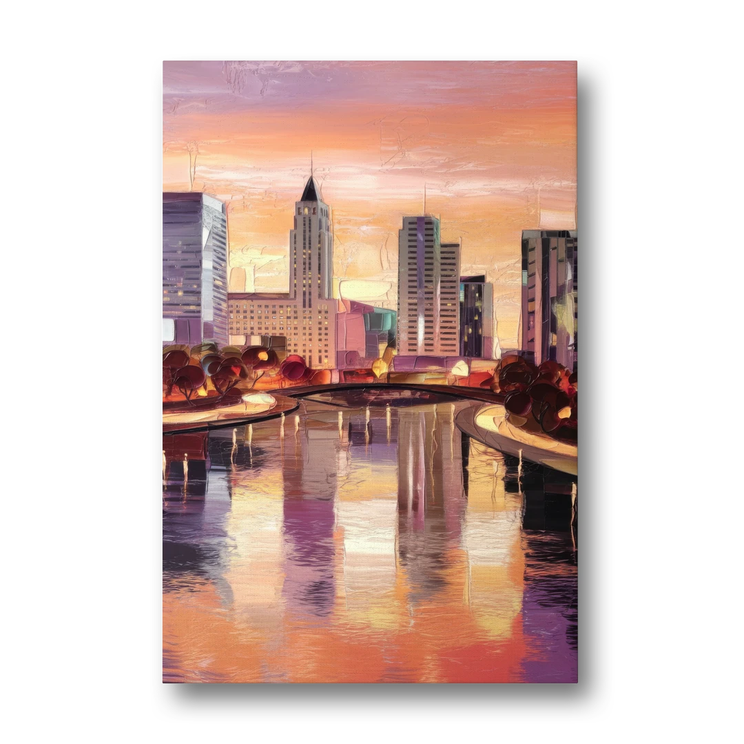 Columbus Cityscape Reflection - Canvas Wall Art - Front