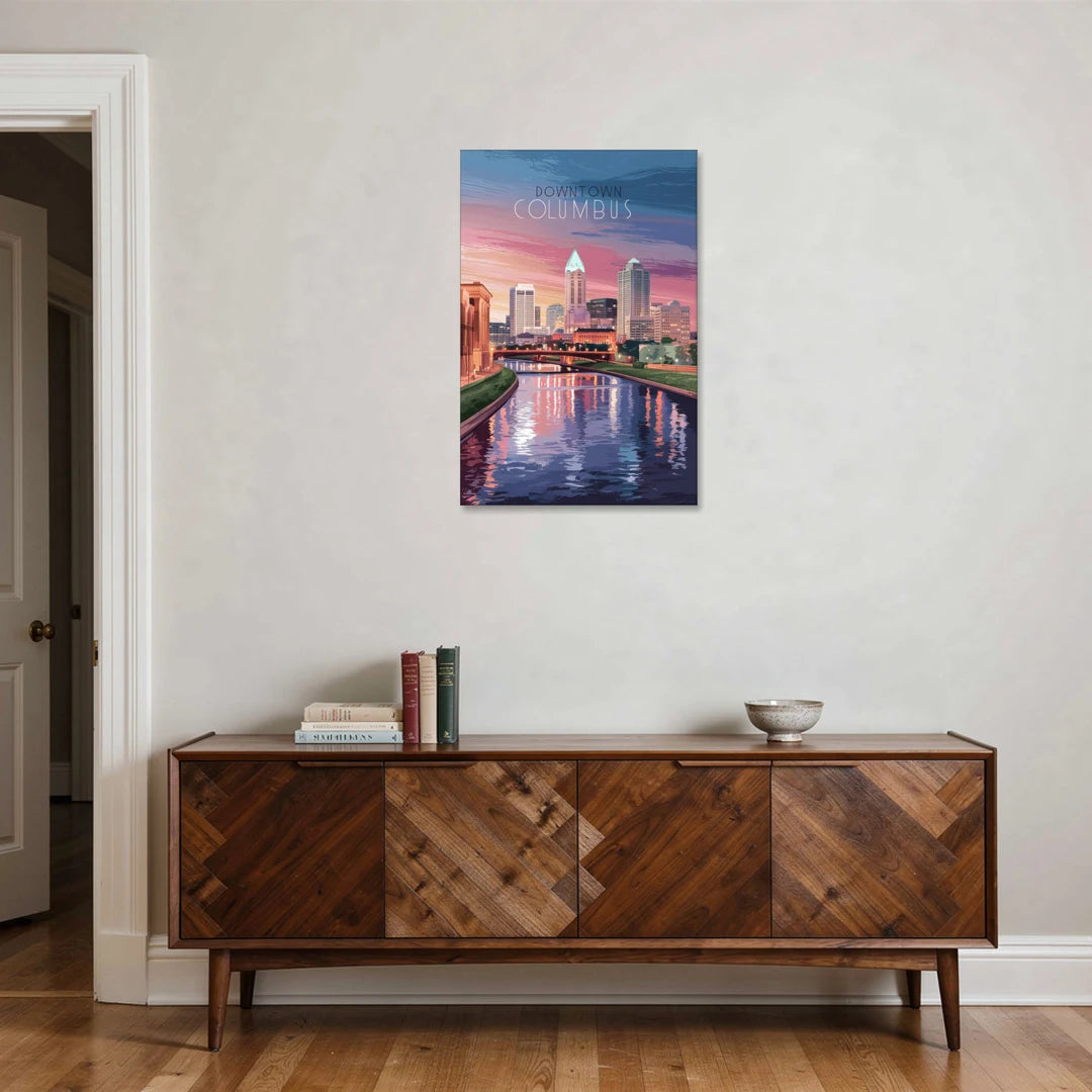 Columbus Downtown Panorama - Canvas Wall Art - Coffee Table - 24x36