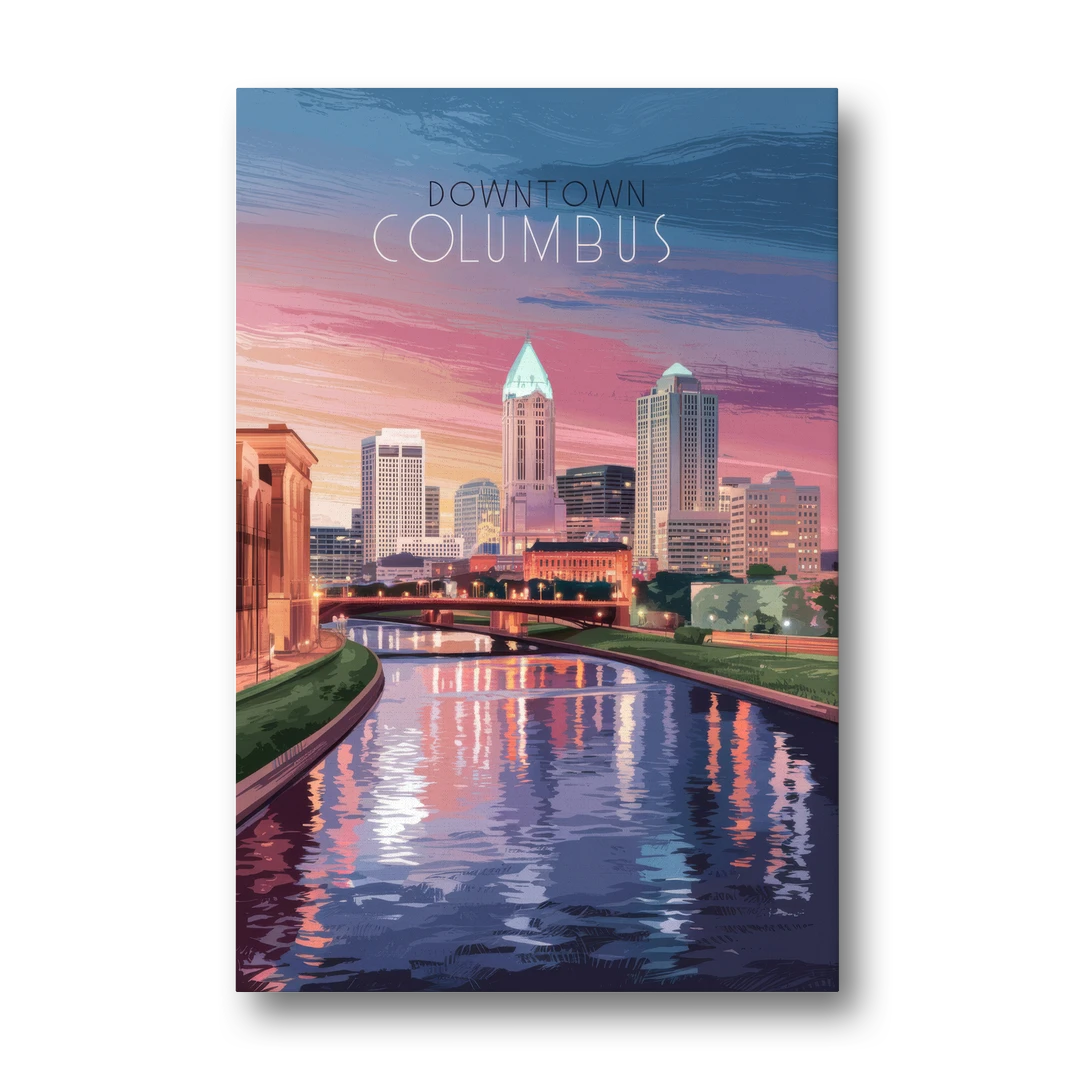 Columbus Downtown Panorama - Canvas Wall Art - Front