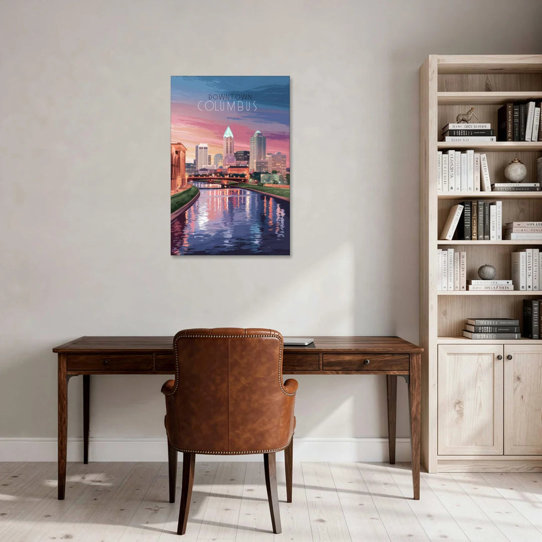 Columbus Downtown Panorama - Canvas Wall Art - Office - 24x36