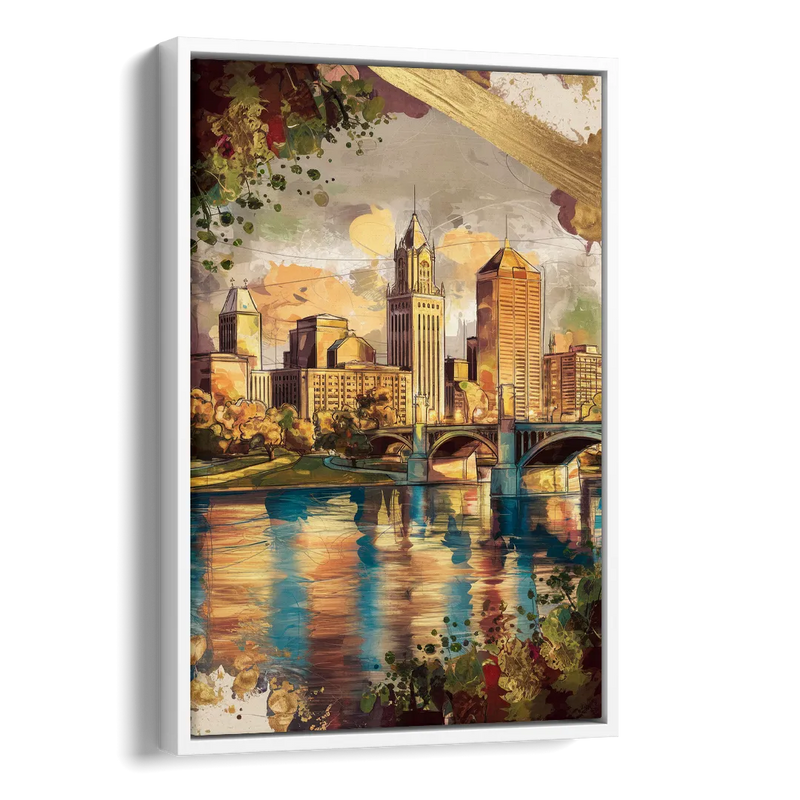 Columbus Historic Landmarks Side - White Canvas Wall Art