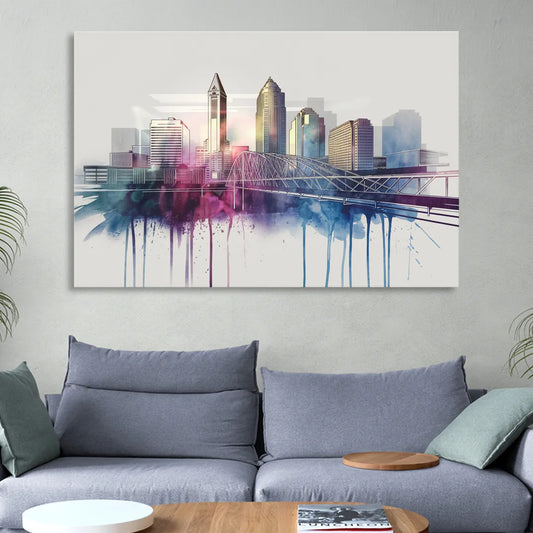 Columbus Ohio Skyline Living Room - Canvas Wall Art