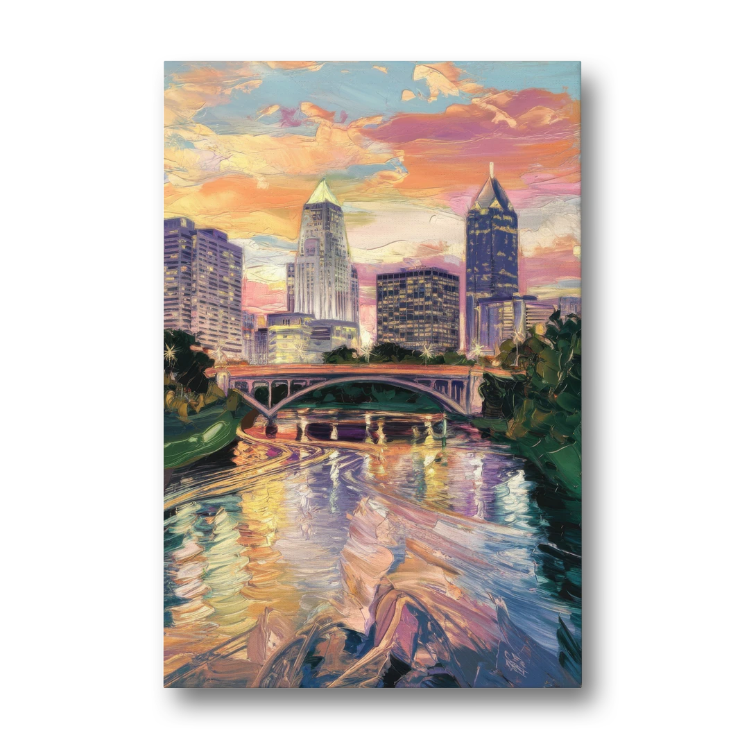 Columbus Scioto River View - Canvas Wall Art - Front