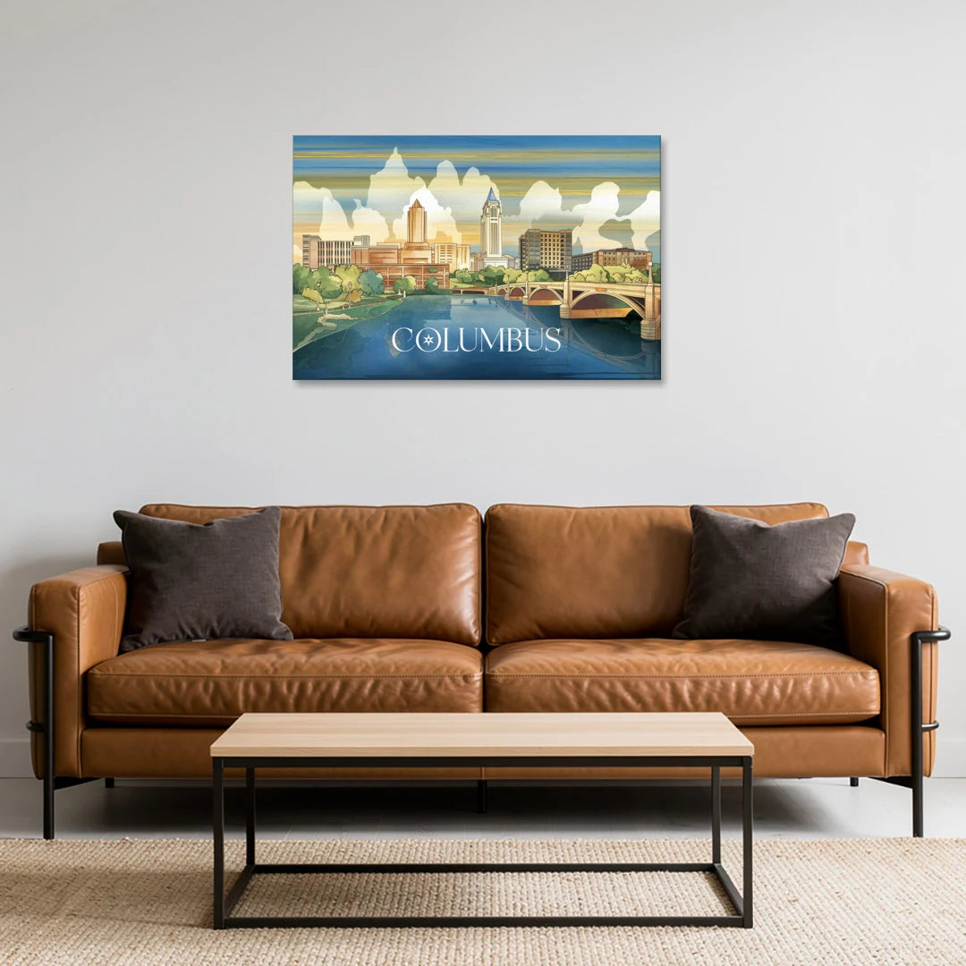 Columbus Urban Charm - Canvas Wall Art - Sofa - 36x24