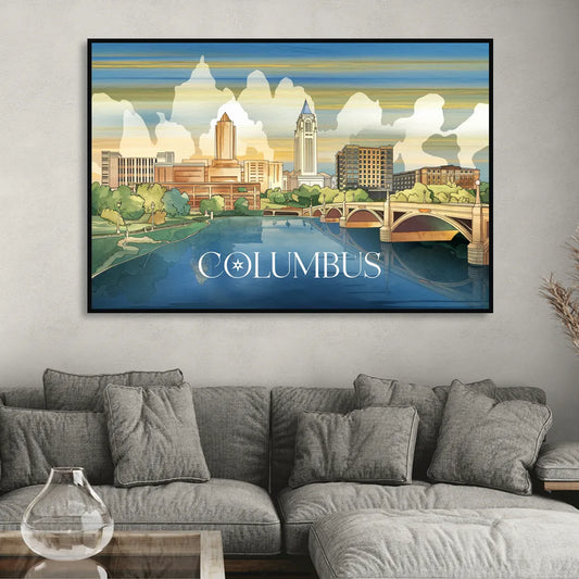 Columbus Urban Charm Living Room - Black Canvas Wall Art