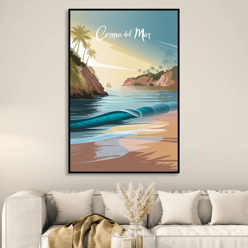 Corona Beach Vibes Sitting Room - Black Canvas Wall Art
