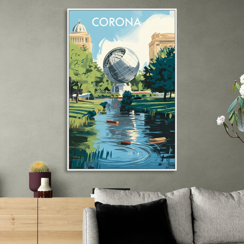 Corona Historic Landmarks Living Room - White Canvas Wall Art