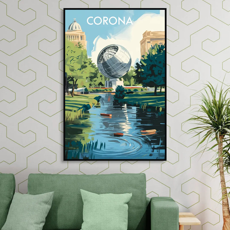 Corona Historic Landmarks Living Room - Black Canvas Wall Art