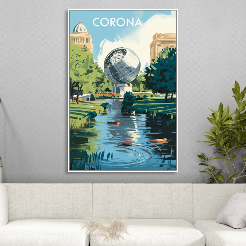 Corona Historic Landmarks Sitting Room - White Canvas Wall Art