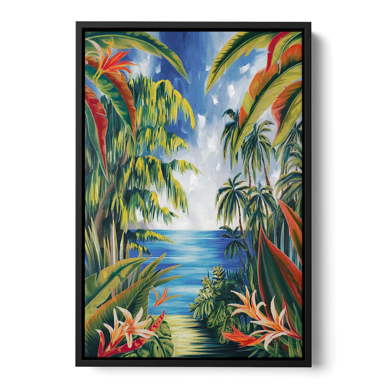 Corona Palm Tree Paradise Front - Black Canvas Wall Art