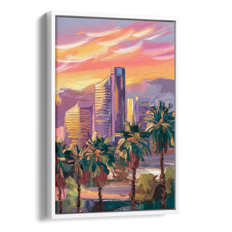 Corona Skyline Sunset Side - White Canvas Wall Art