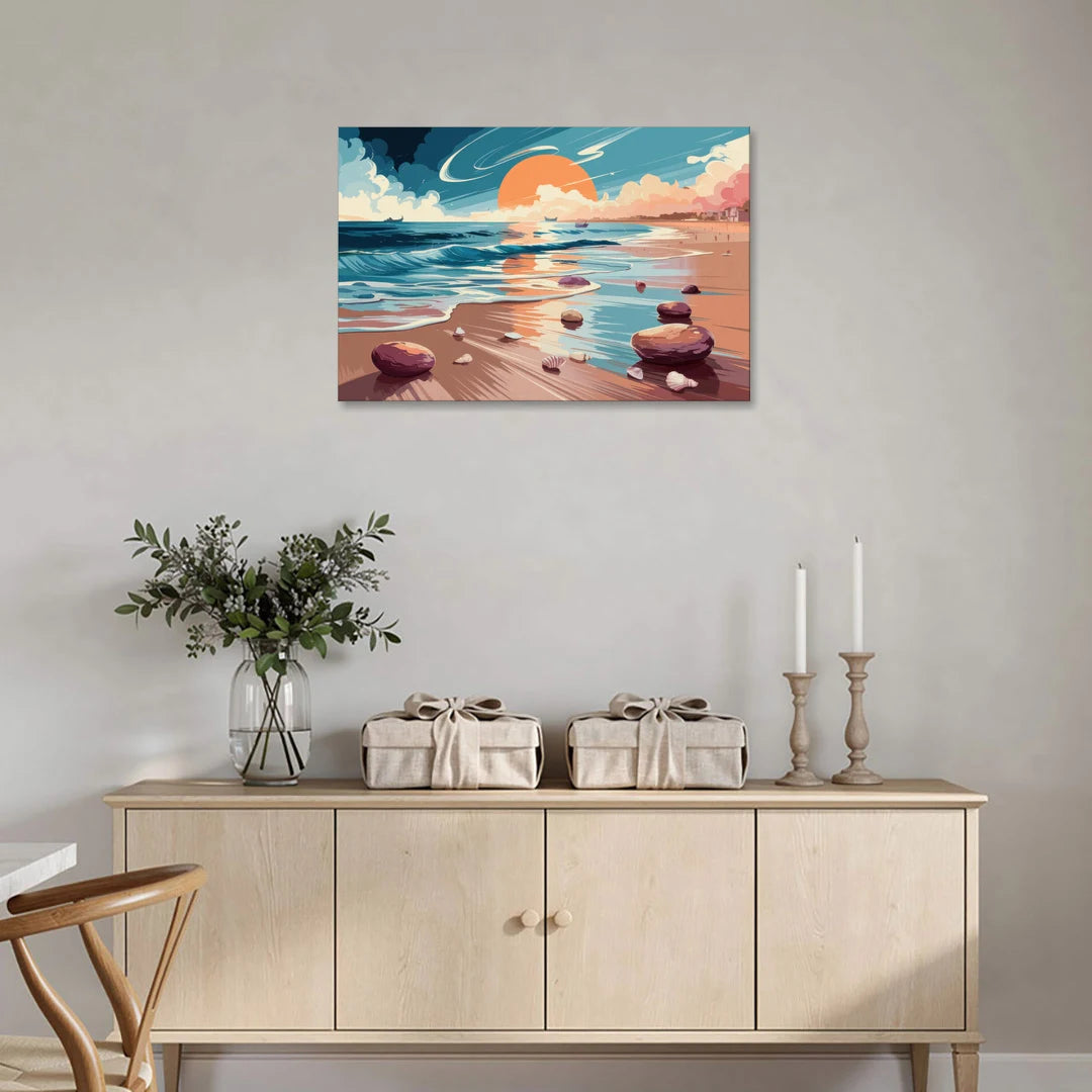 Corpus Christi Beach Sunset - Canvas Wall Art - Coffee Table - 36x24