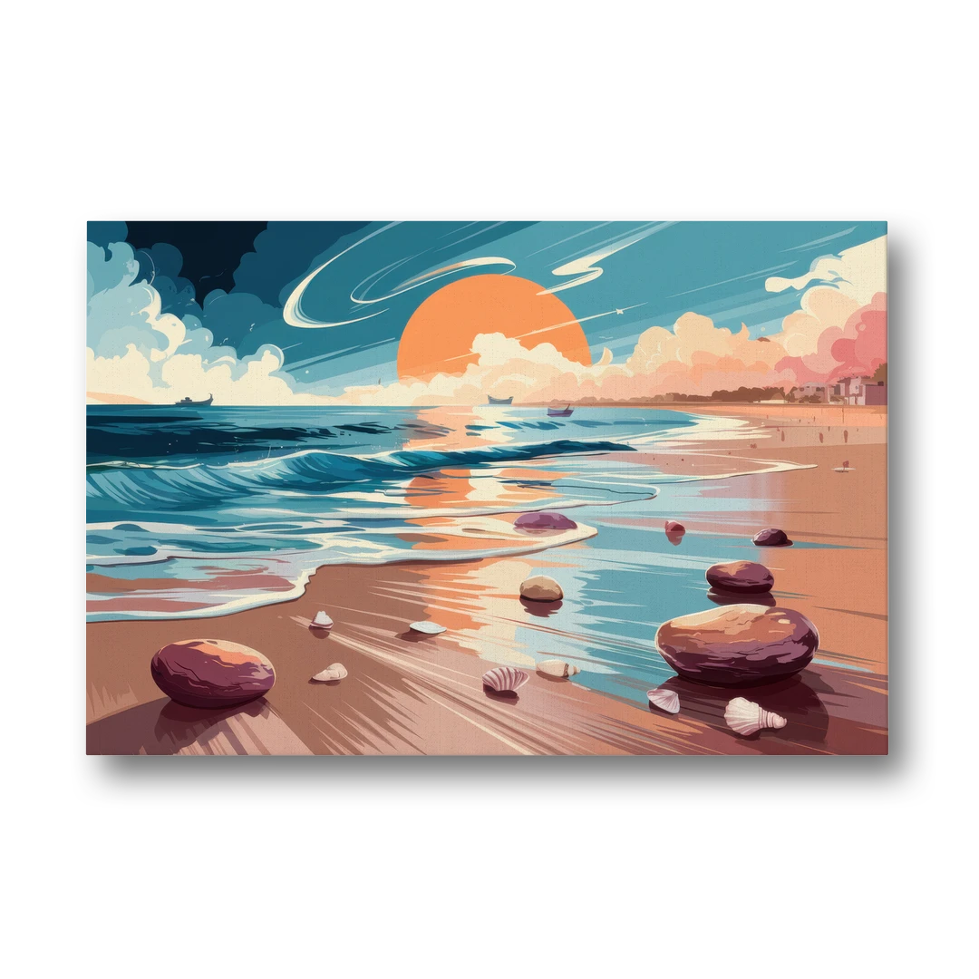 Corpus Christi Beach Sunset - Canvas Wall Art - Front