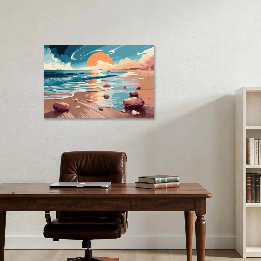 Corpus Christi Beach Sunset - Canvas Wall Art - Office - 36x24