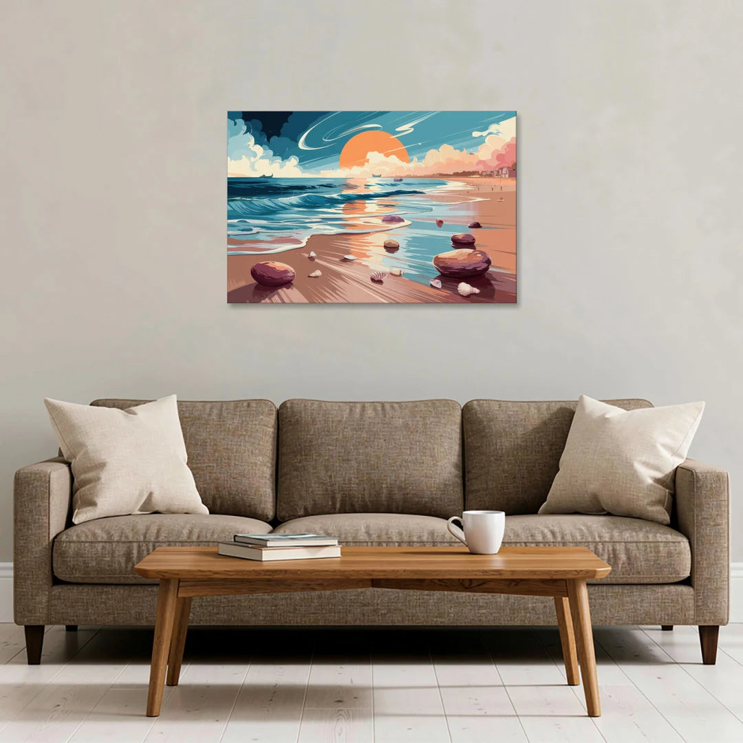 Corpus Christi Beach Sunset - Canvas Wall Art - Sofa - 36x24