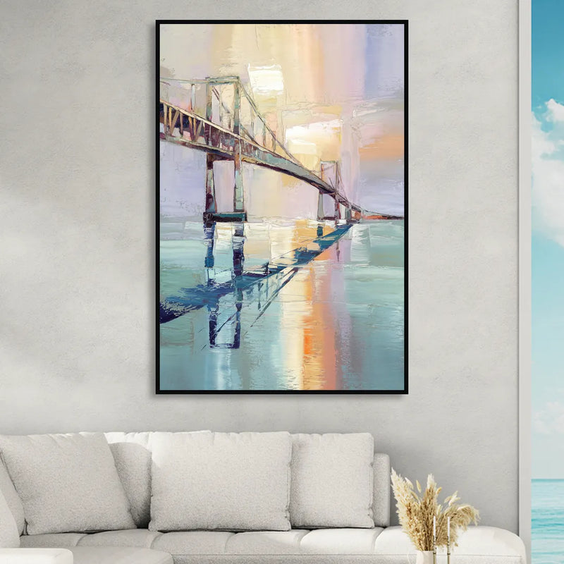 Corpus Christi Harbor Bridge Living Room - Black Canvas Wall Art