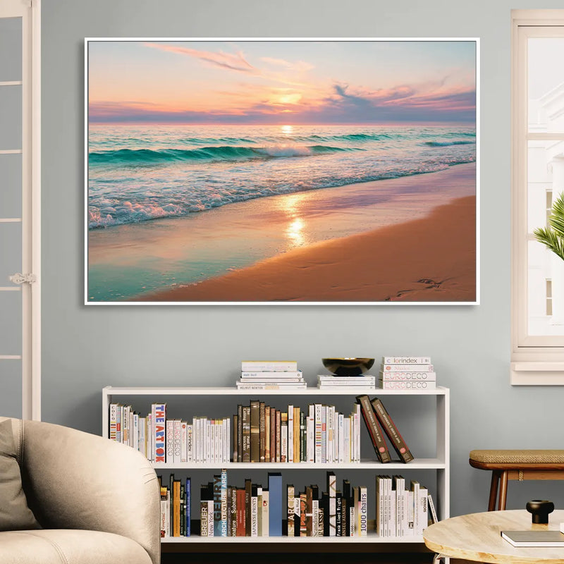 Corpus Christi Padre Island Living Room - White Canvas Wall Art