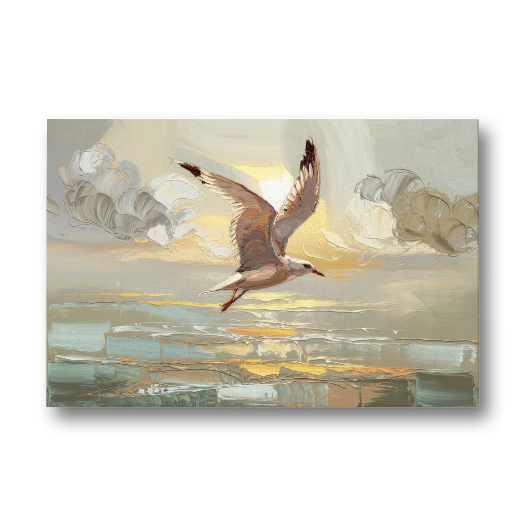 Corpus Christi Seagulls In Flight - Canvas Wall Art - Front