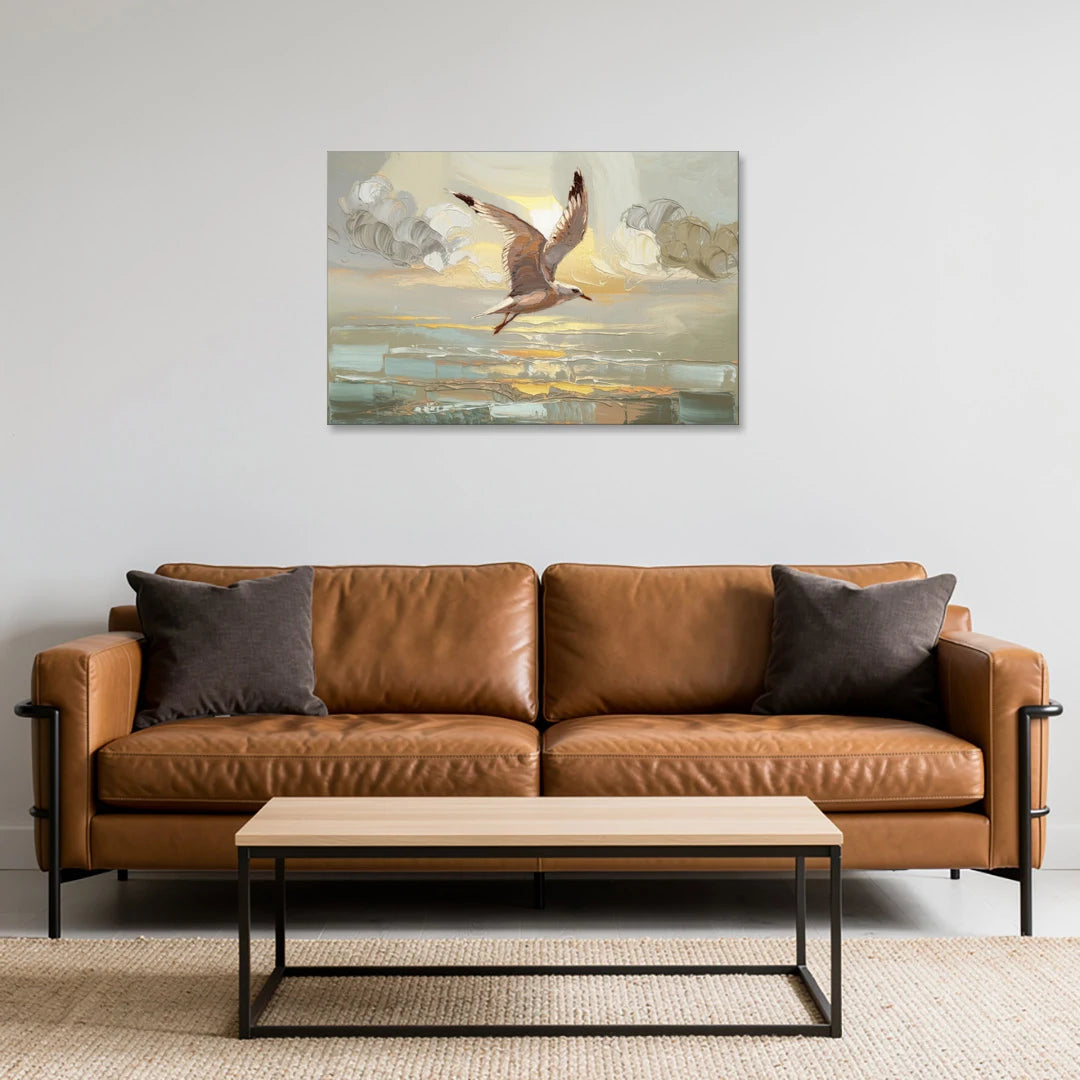 Corpus Christi Seagulls In Flight - Canvas Wall Art - Sofa - 36x24