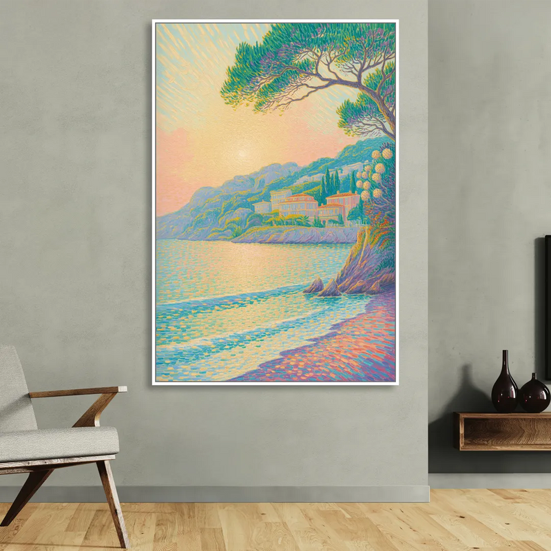 Cote d'Azur Bliss Living Room - White Canvas Wall Art