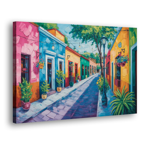Coyoacán Colorful Streets - Canvas Wall Art