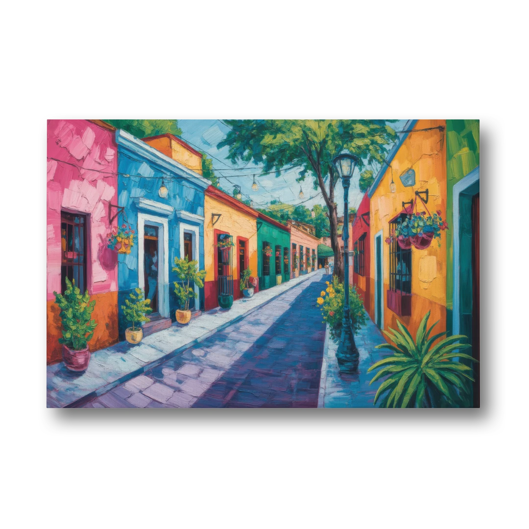 Coyoacán Colorful Streets - Canvas Wall Art - Front