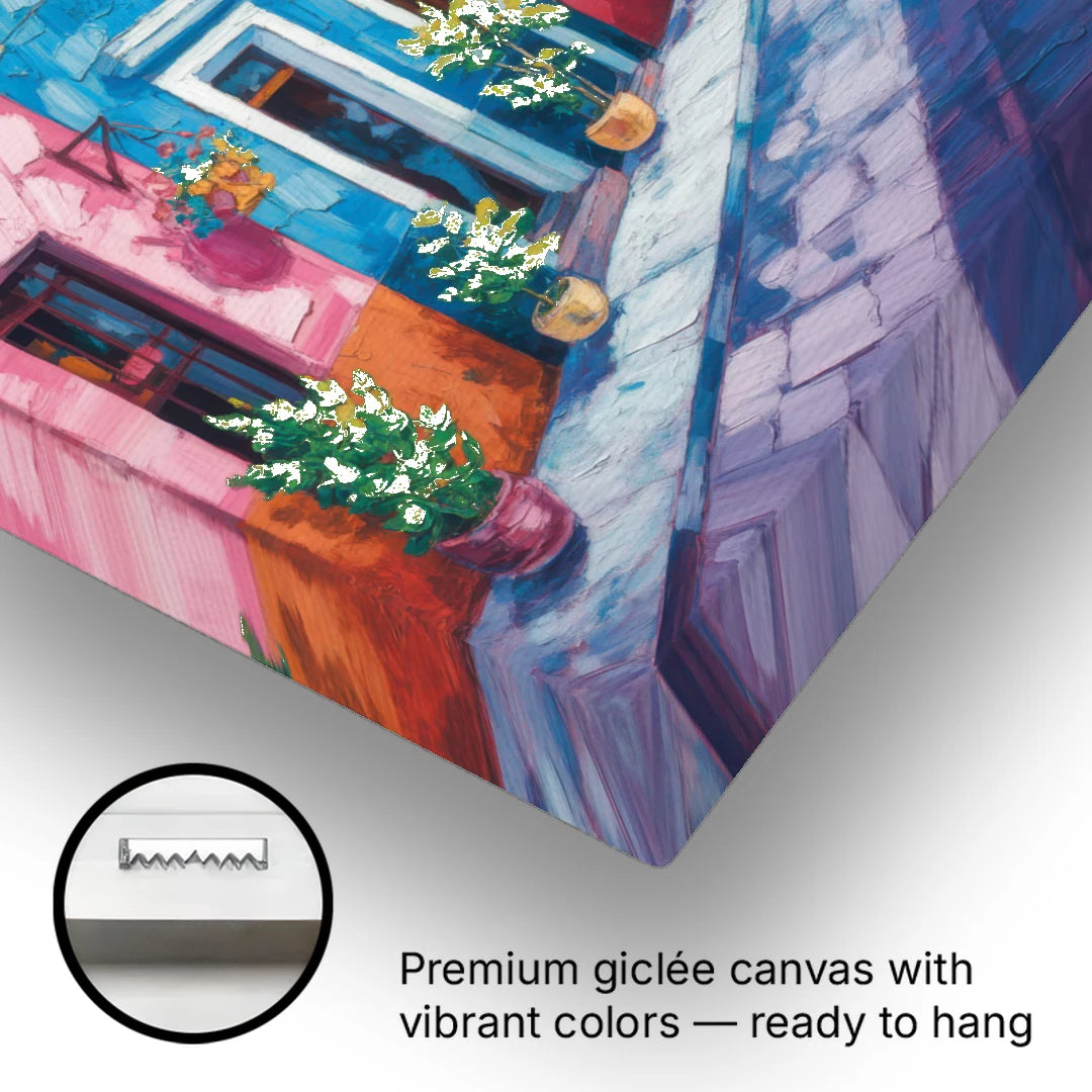 Coyoacán Colorful Streets - Canvas Wall Art - Gallery Wrap Corner
