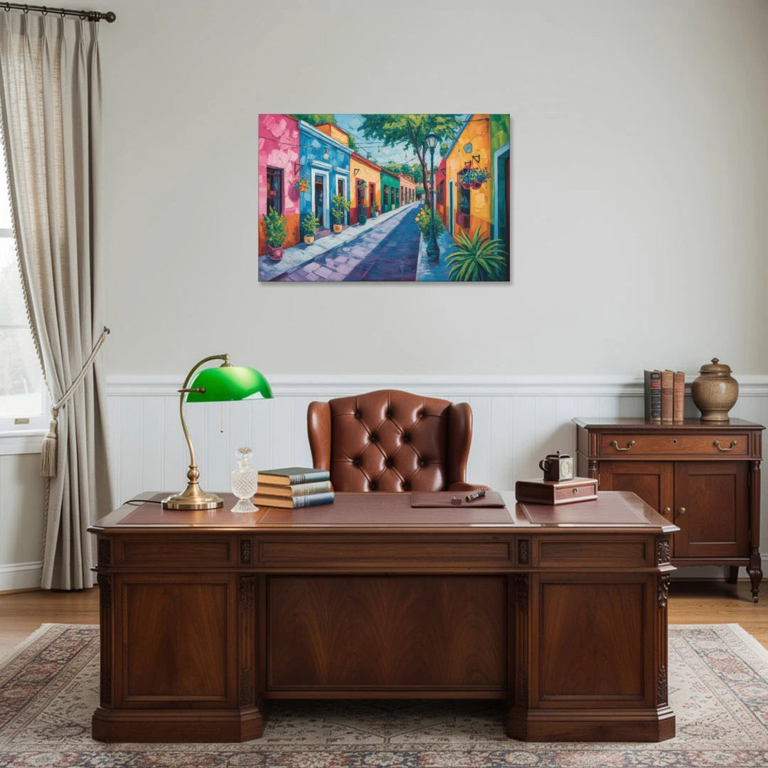 Coyoacán Colorful Streets - Canvas Wall Art - Office - 36x24