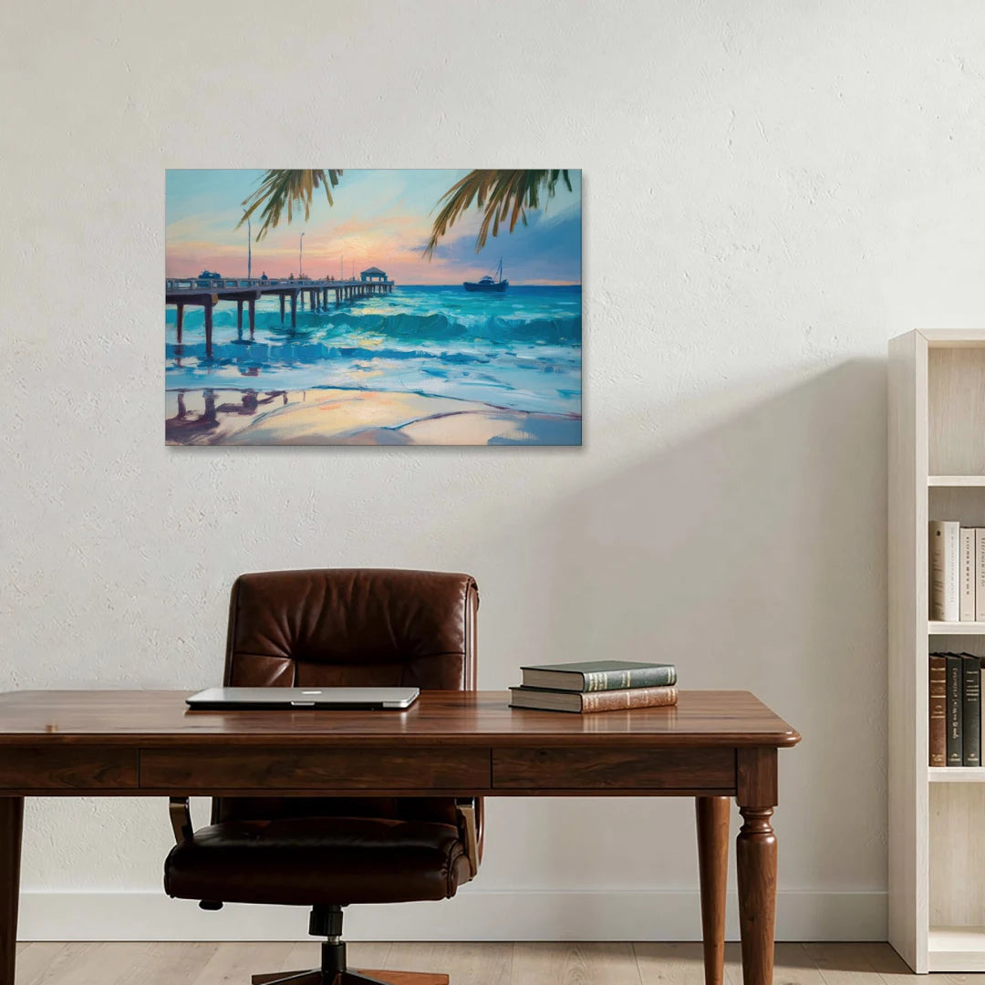 Cozumel Pier Sunrise - Canvas Wall Art - Office - 36x24