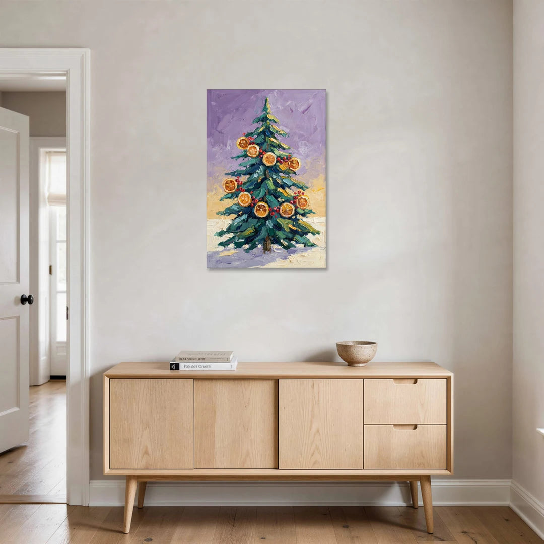 Cozy Christmas Dried Orange Garland Fir - Canvas Wall Art - Coffee Table - 24x36