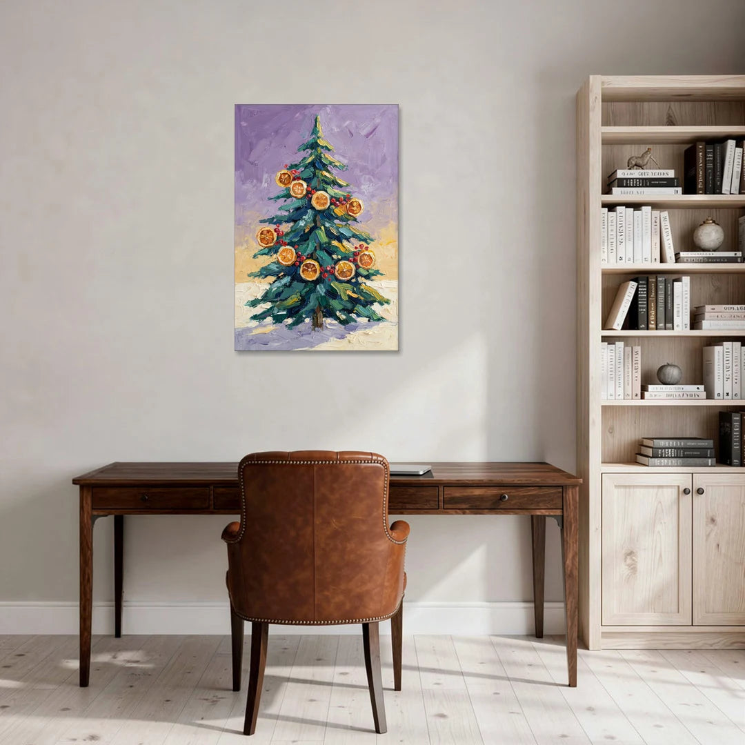 Cozy Christmas Dried Orange Garland Fir - Canvas Wall Art - Office - 24x36