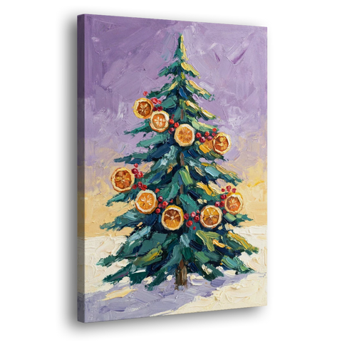 Cozy Christmas Dried Orange Garland Fir - Canvas Wall Art