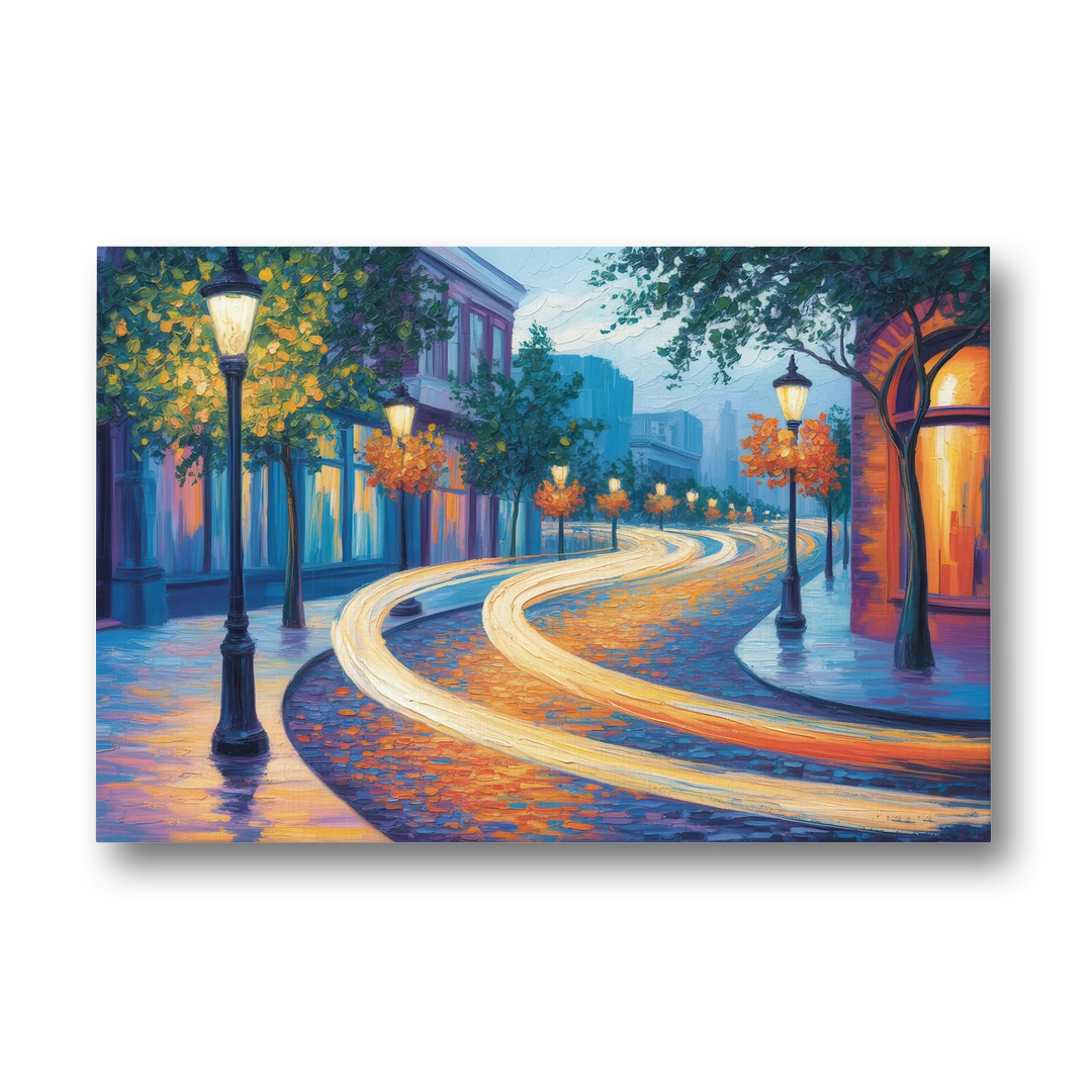 Crescent Street Lights - Canvas Wall Art - Front