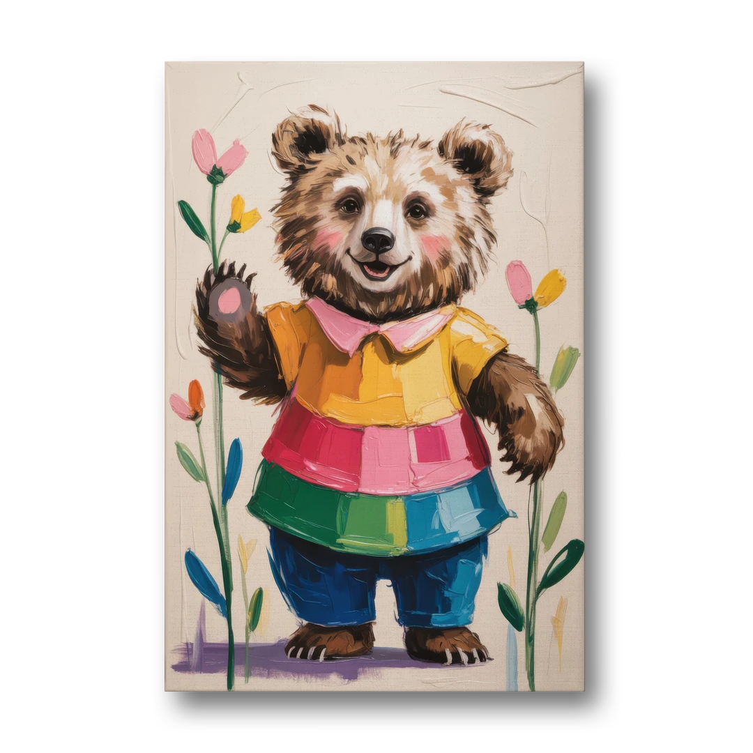 Cuddly Bear Nursery Rhyme - Canvas Wall Art - Front