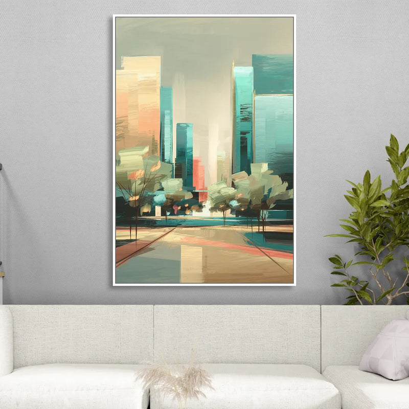 Dallas Arts District Sitting Room - White Canvas Wall Art