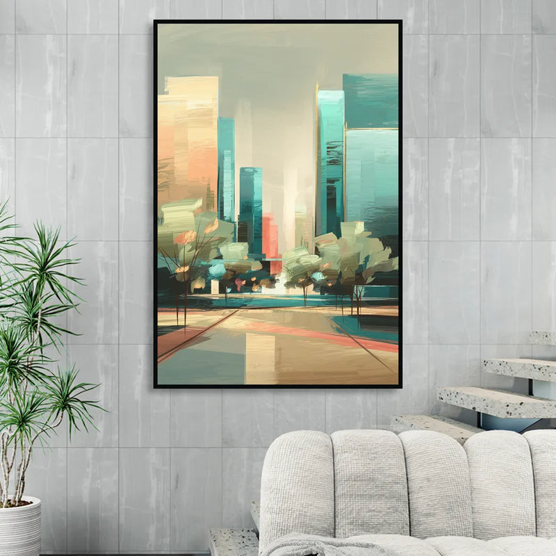 Dallas Arts District Sitting Room - Black Canvas Wall Art