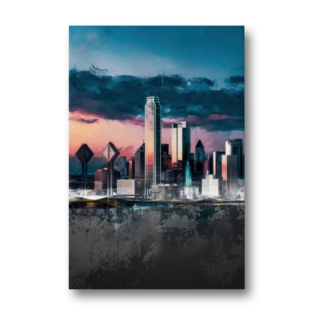Dallas Cityscape Panorama - Canvas Wall Art - Front