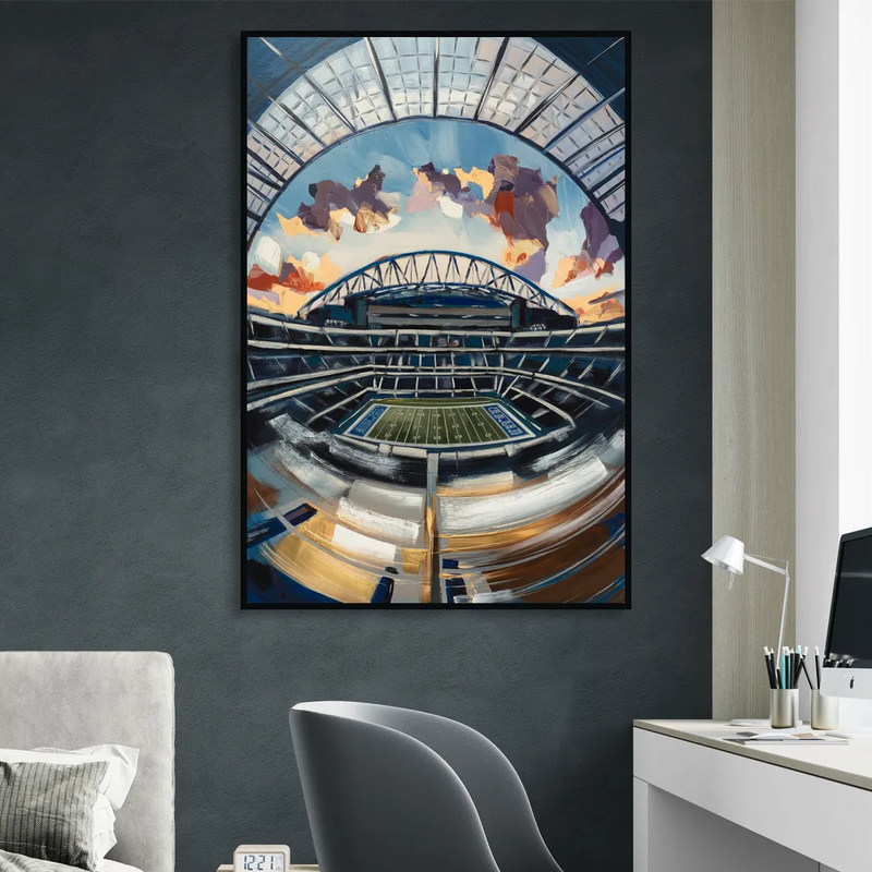 Dallas Cowboys Stadium Sitting Room - Black Canvas Wall Art