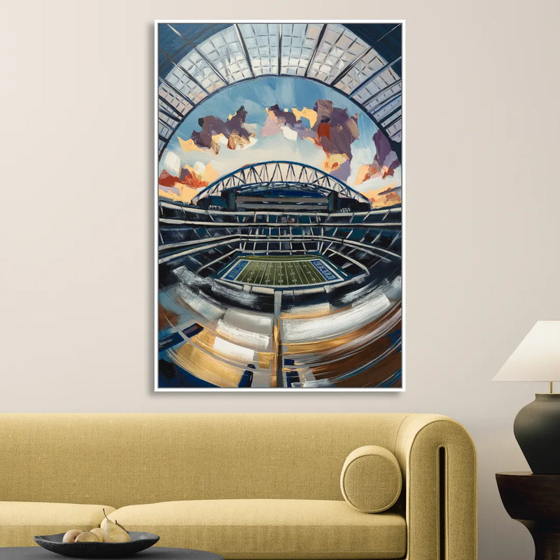 Dallas Cowboys Stadium Living Room - White Canvas Wall Art
