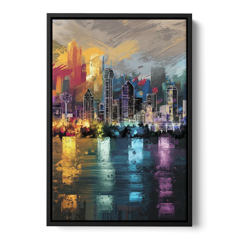 Dallas Design District Front - Black Canvas Wall Art
