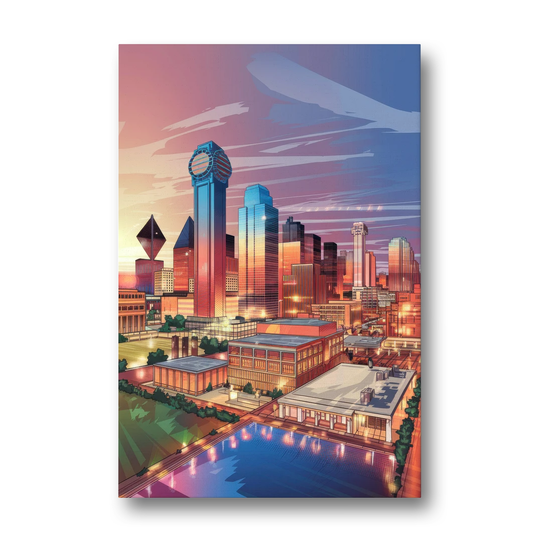 Dallas Downtown Views - Canvas Wall Art - Front