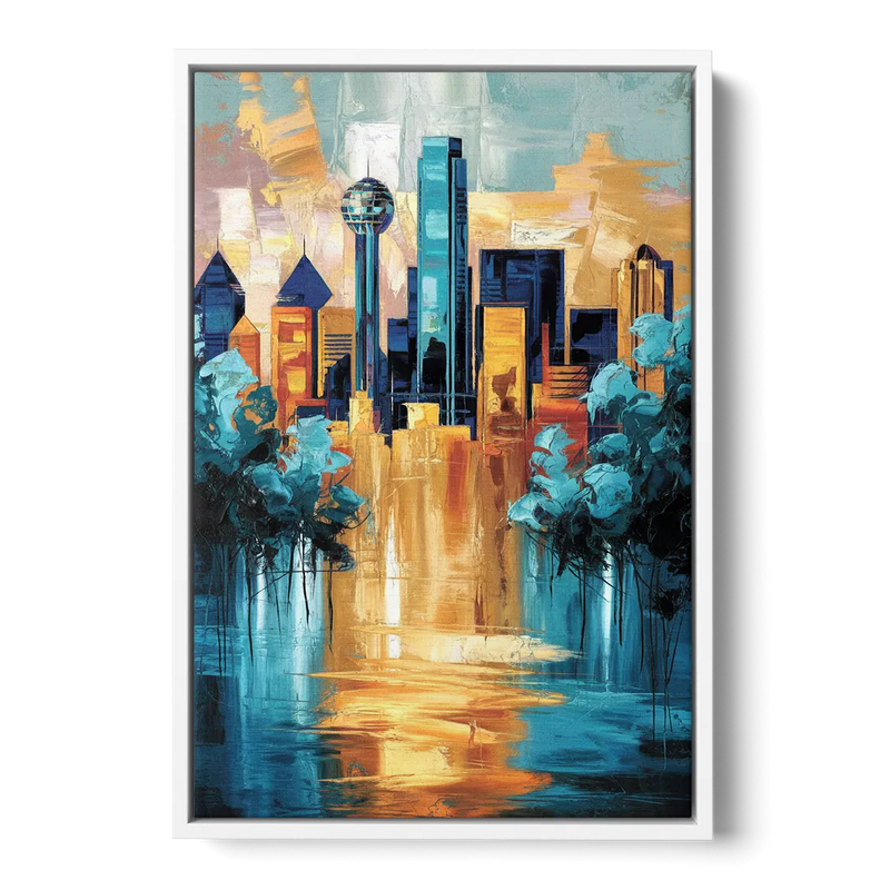 Dallas Historic Landmarks Front - White Canvas Wall Art